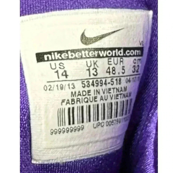 Nike Lunarlon Superbad Pro TD Football Cleats Rare Purple 534994-518 Size 14 - Picture 13 of 13